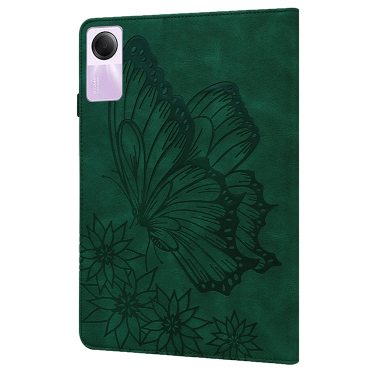 Big Butterfly Embossed Leather Tablet case for Xiaomi Redmi Pad SE, showcasing its stylish design and functional features.
