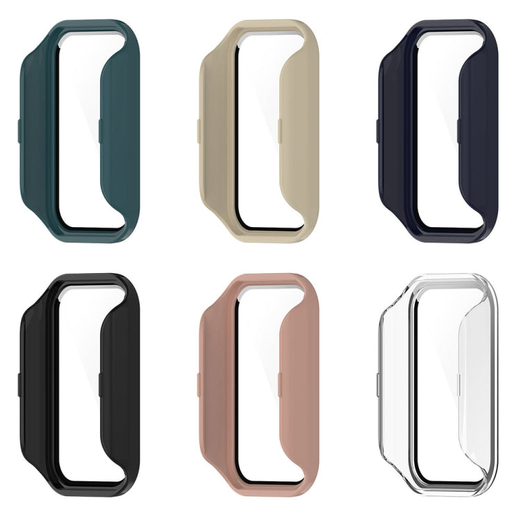 Protective case for Xiaomi Smart Band 8 Active and Redmi Band 2 made of PC and tempered glass, showcasing its lightweight and durable design.