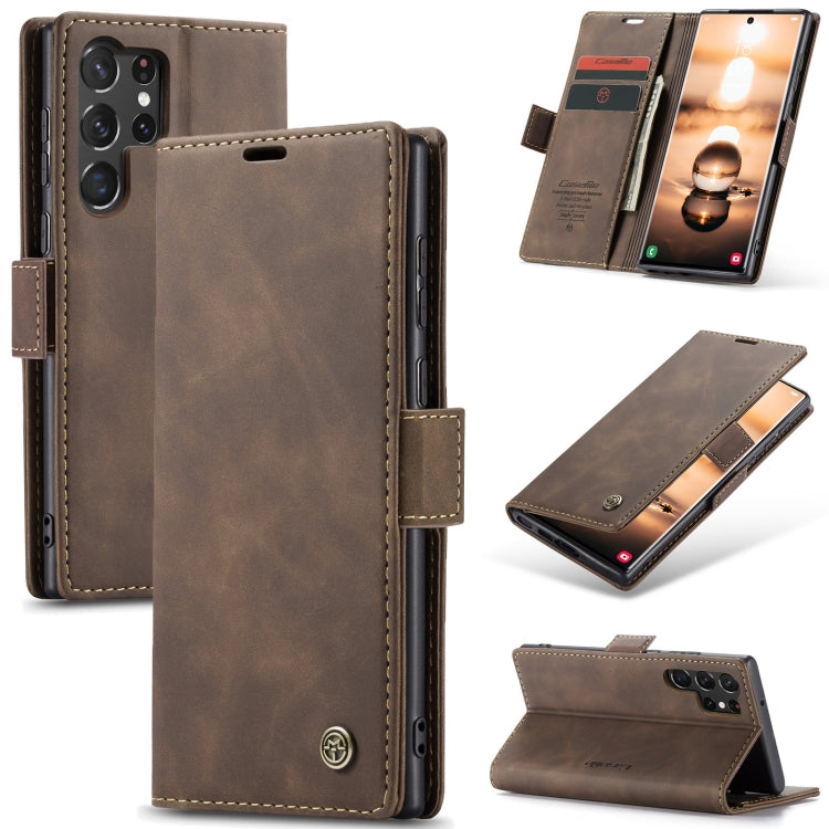 CaseMe 013 Multifunctional Horizontal Case for Samsung Galaxy S24 Ultra 5G in retro frosted soft leather with card slots.