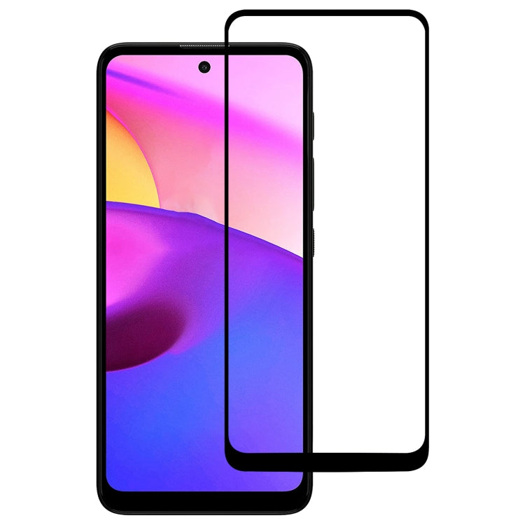 Full Glue Cover Tempered Glass Screen Protector for Motorola Moto, showcasing its sleek design and protective features.