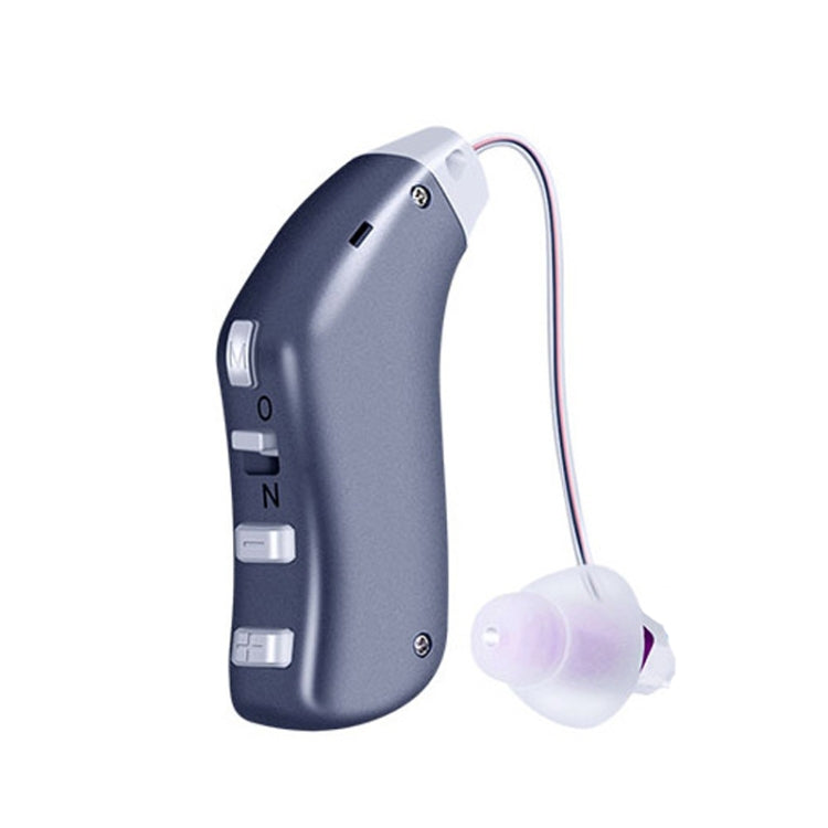 G28 Old Man Hearing Aid Sound Amplifier in left style, showcasing its compact design and silicone ear caps.