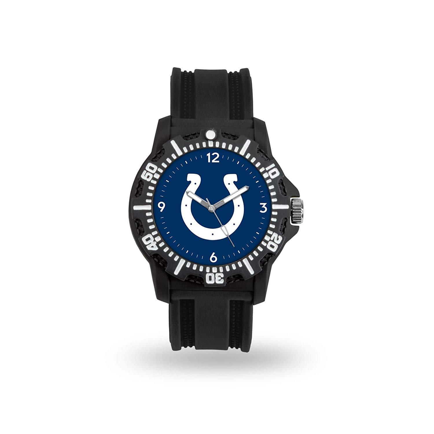 Game Time NFL Team Logo watch featuring a black silicone strap and vibrant team logo on the dial, perfect for football fans.