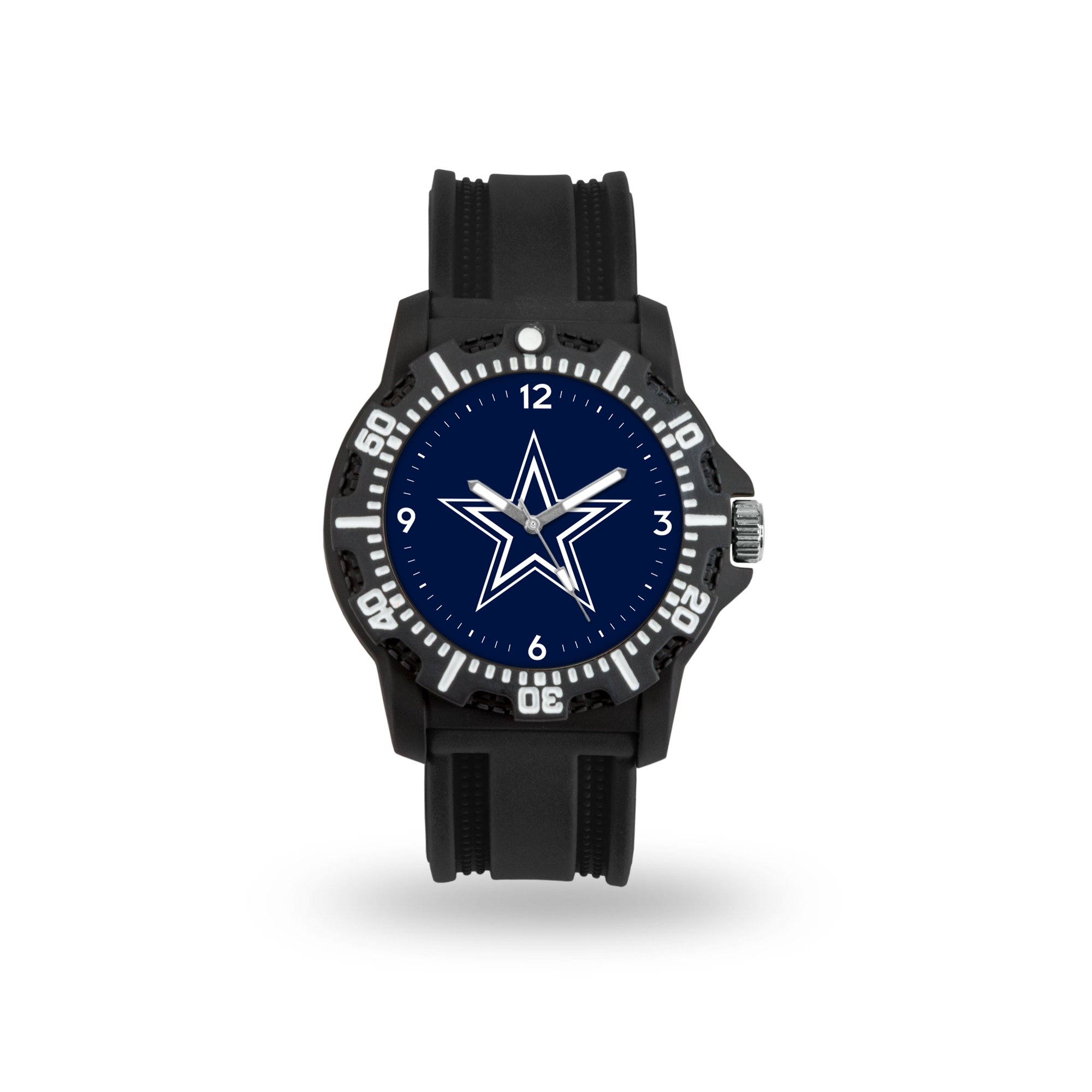 Game Time NFL Team Logo watch featuring a black silicone strap and vibrant team logo on the dial, perfect for football fans.