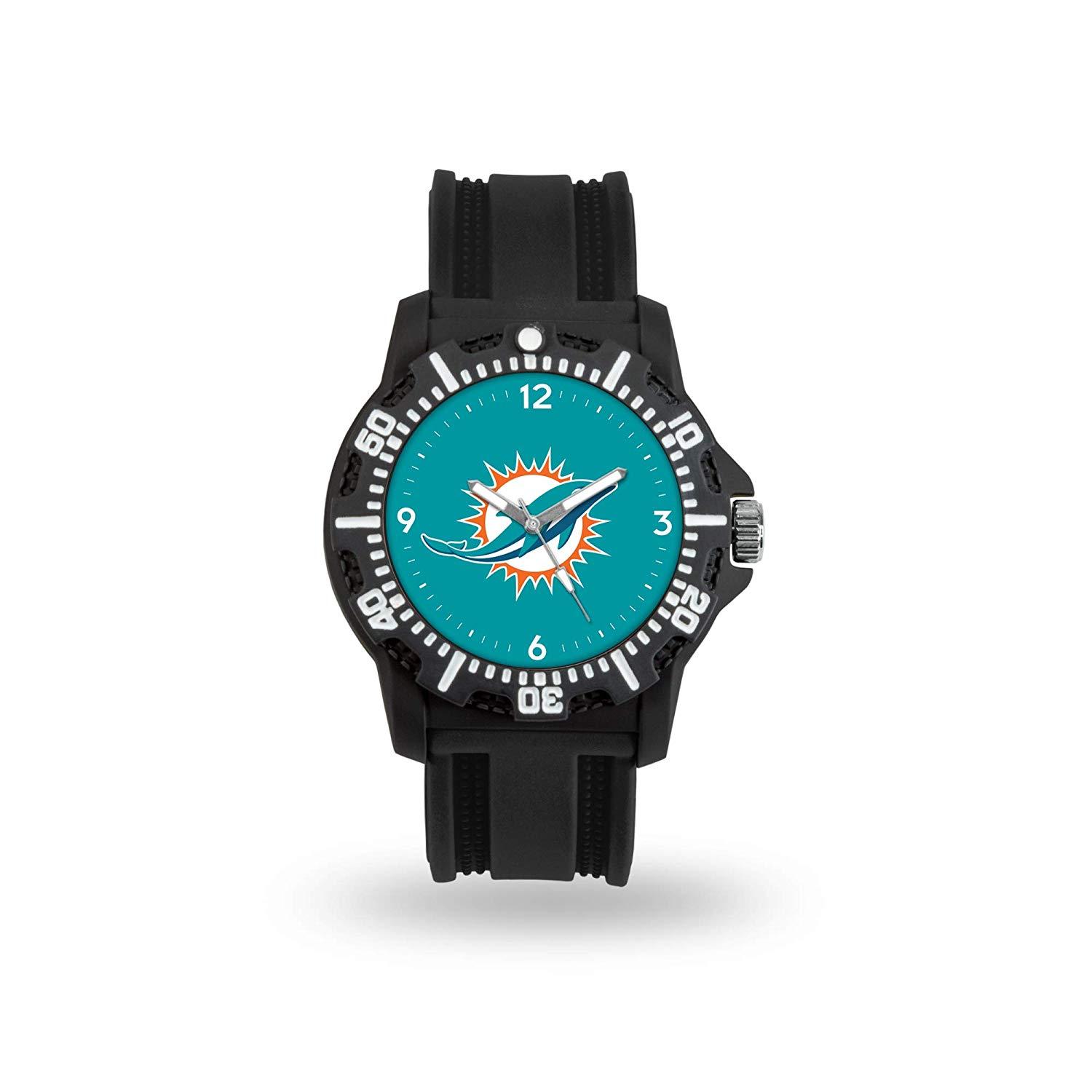 Game Time NFL Team Logo watch featuring a black silicone strap and vibrant team logo on the dial, perfect for football fans.