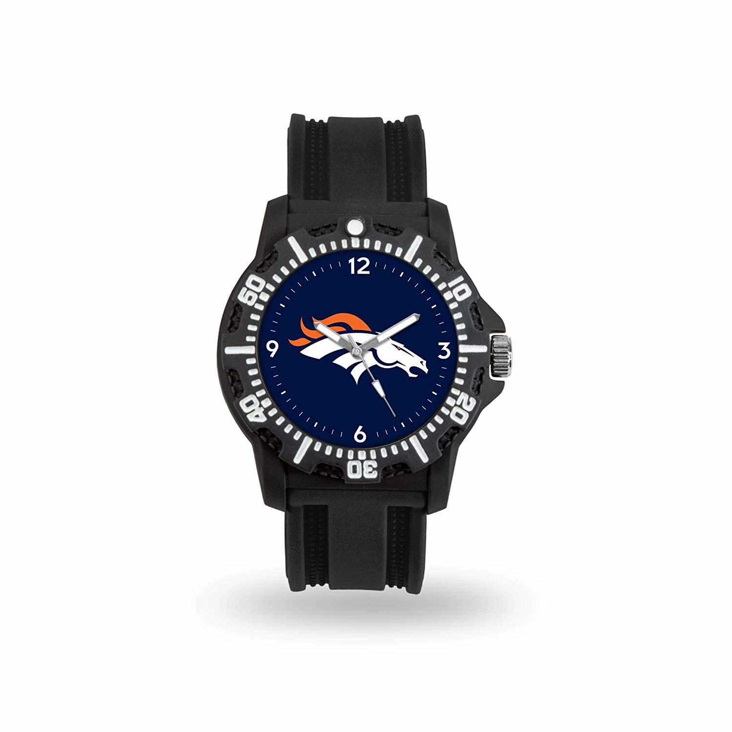 Game Time NFL Team Logo watch featuring a black silicone strap and vibrant team logo on the dial, perfect for football fans.