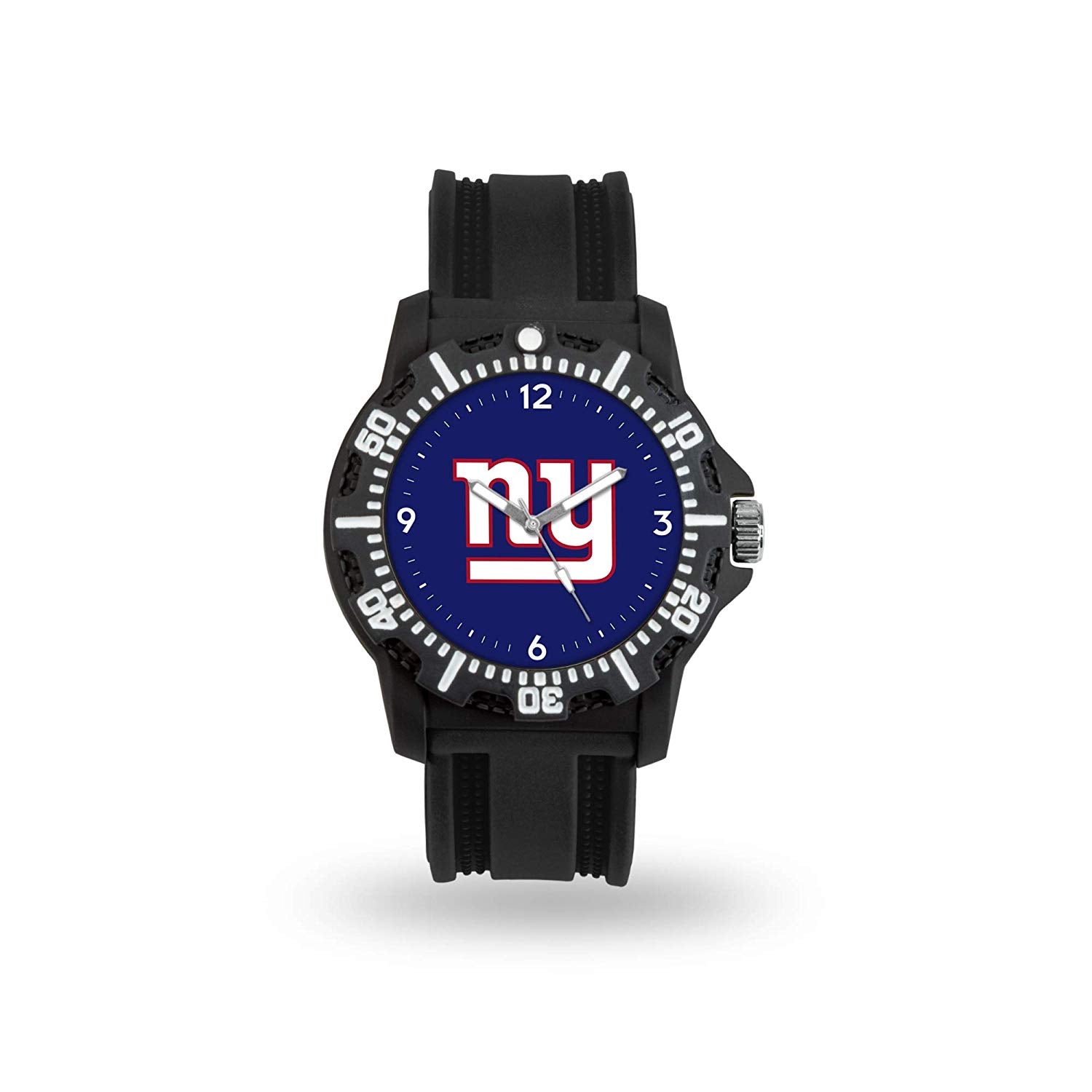 Game Time NFL Team Logo watch featuring a black silicone strap and vibrant team logo on the dial, perfect for football fans.