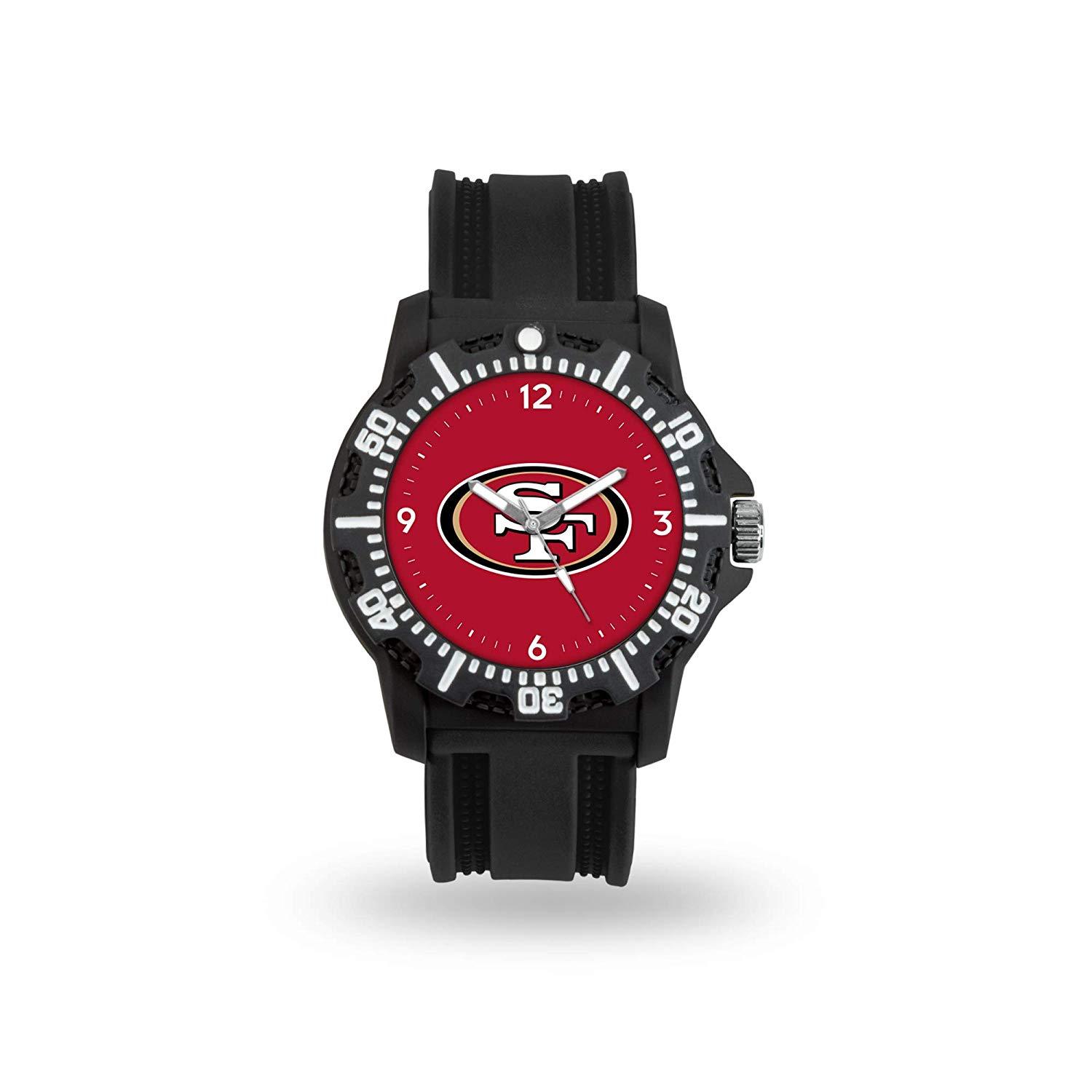 Game Time NFL Team Logo watch featuring a black silicone strap and vibrant team logo on the dial, perfect for football fans.