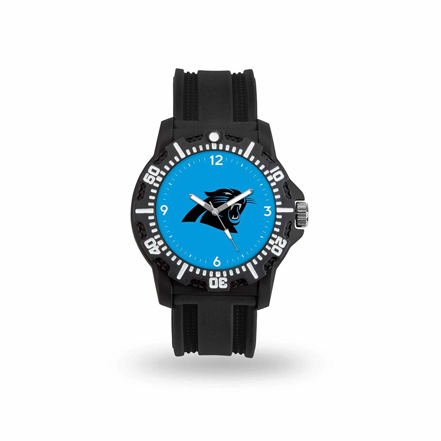 Game Time NFL Team Logo watch featuring a black silicone strap and vibrant team logo on the dial, perfect for football fans.