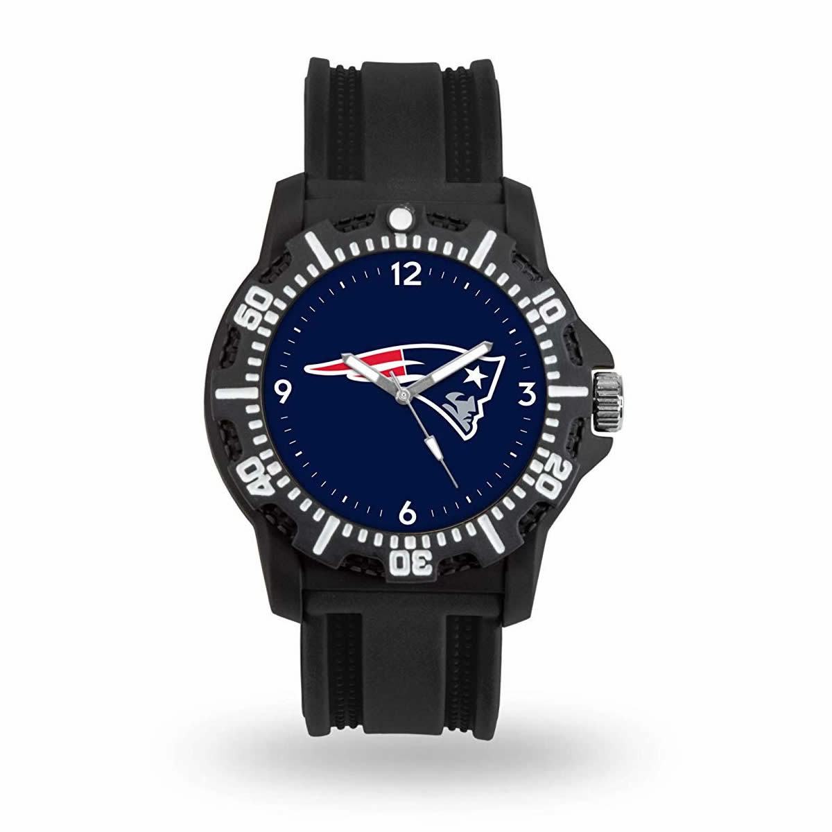Game Time NFL Team Logo watch featuring a black silicone strap and vibrant team logo on the dial, perfect for football fans.