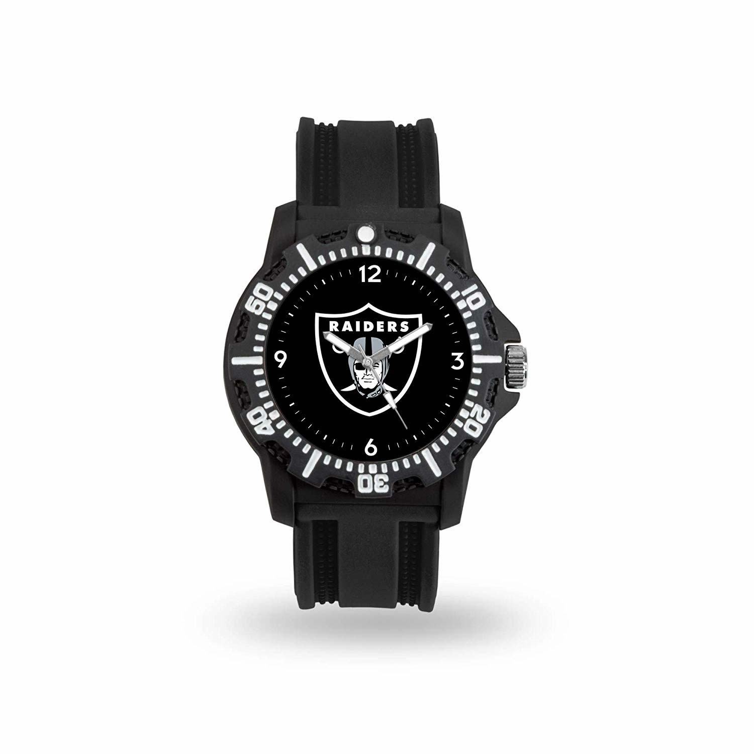 Game Time NFL Team Logo watch featuring a black silicone strap and vibrant team logo on the dial, perfect for football fans.