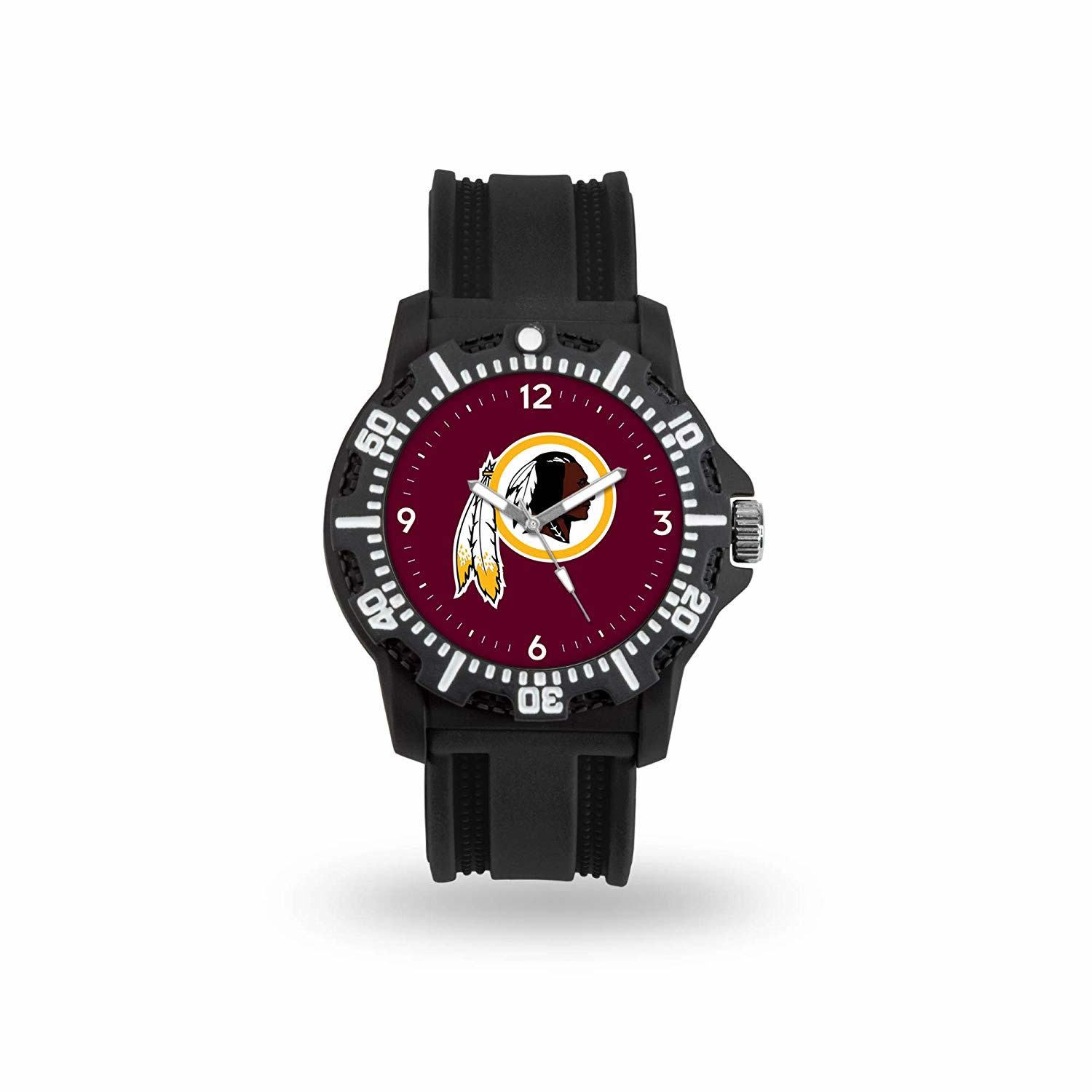 Game Time NFL Team Logo watch featuring a black silicone strap and vibrant team logo on the dial, perfect for football fans.
