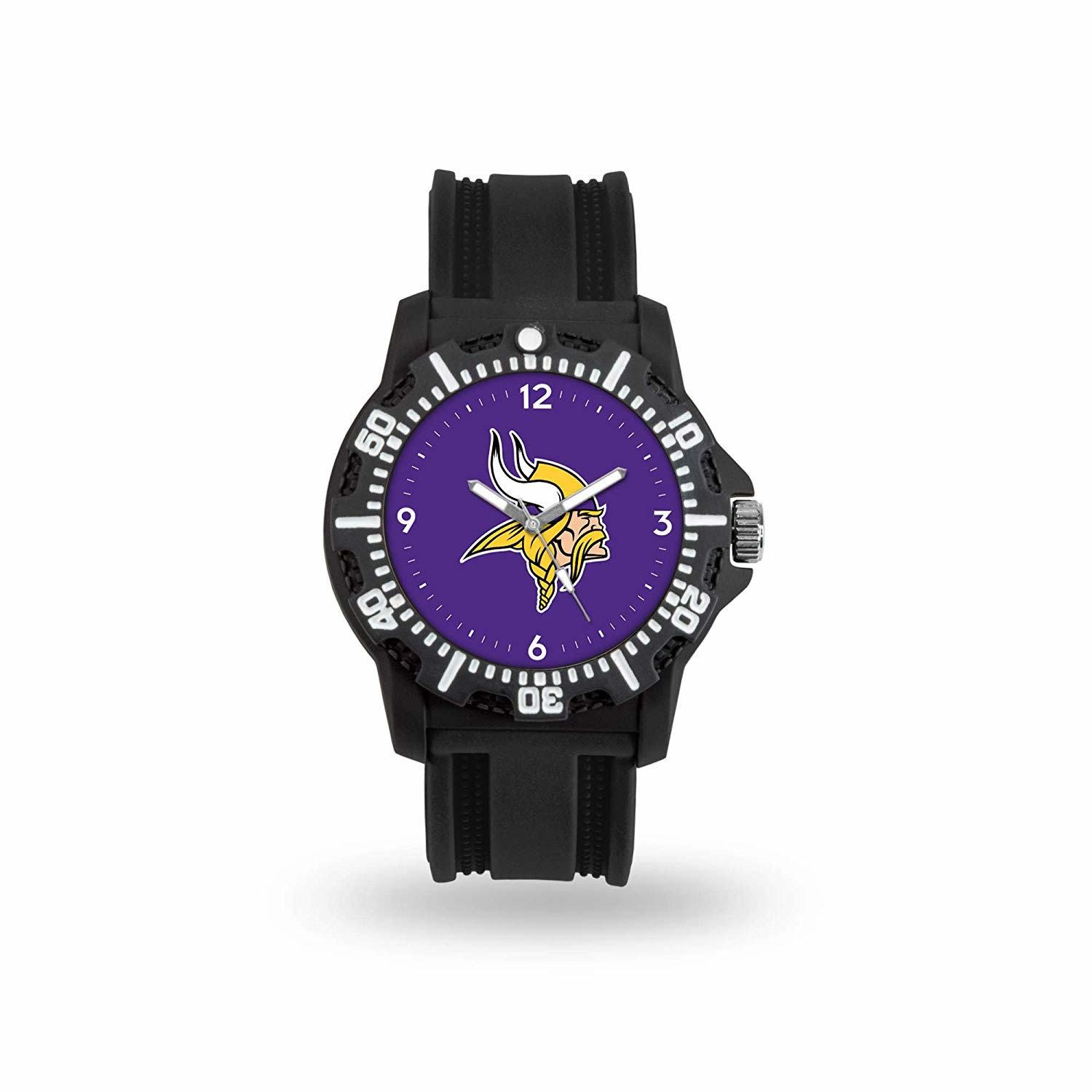 Game Time NFL Team Logo watch featuring a black silicone strap and vibrant team logo on the dial, perfect for football fans.