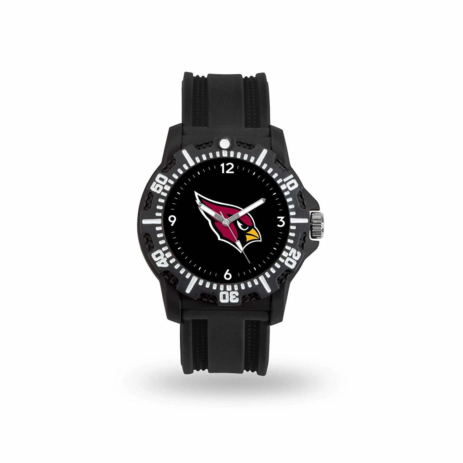 Game Time NFL Team Logo watch featuring a black silicone strap and vibrant team logo on the dial, perfect for football fans.
