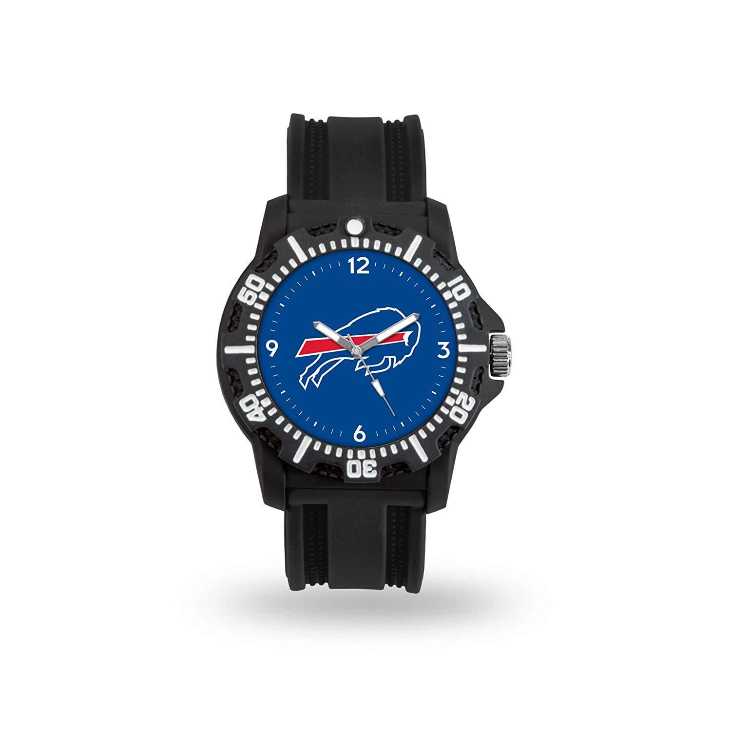 Game Time NFL Team Logo watch featuring a black silicone strap and vibrant team logo on the dial, perfect for football fans.