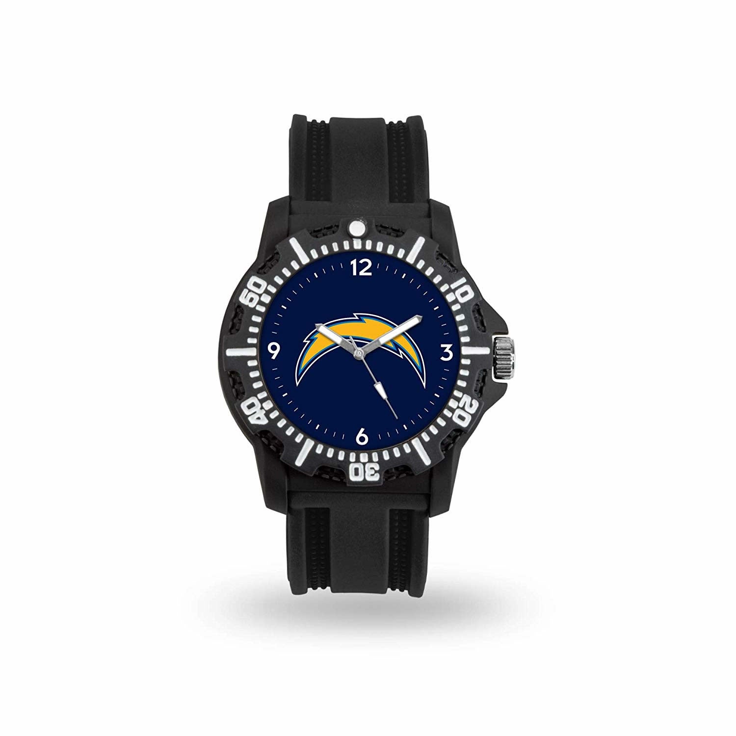 Game Time NFL Team Logo watch featuring a black silicone strap and vibrant team logo on the dial, perfect for football fans.