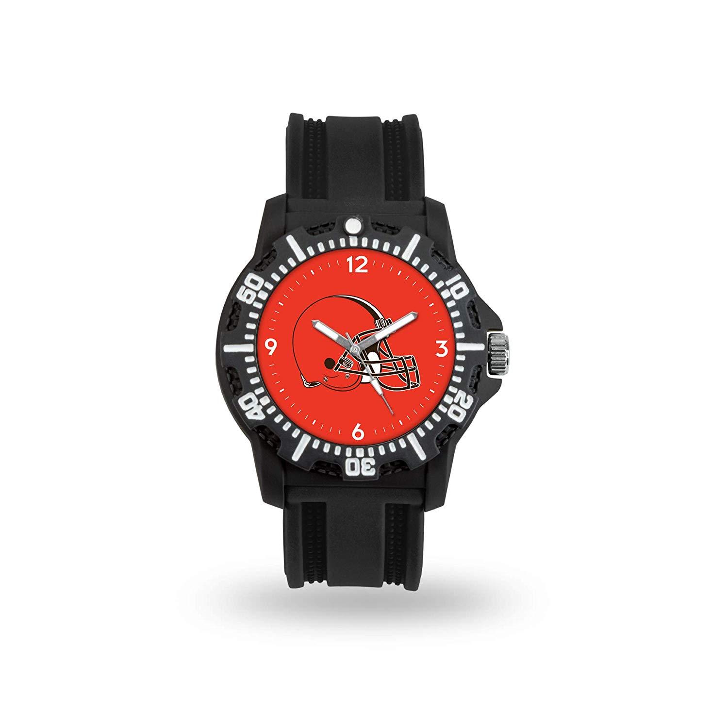 Game Time NFL Team Logo watch featuring a black silicone strap and vibrant team logo on the dial, perfect for football fans.