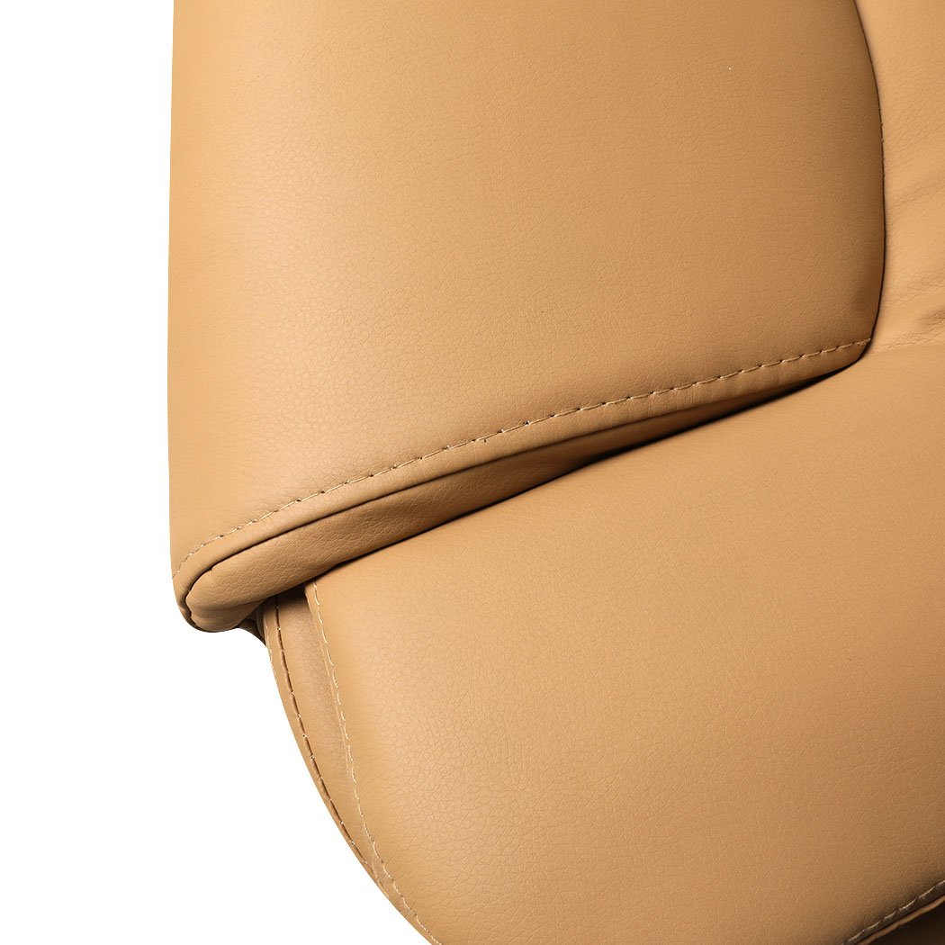 Gaming Chair Office Computer Seat in bronze PU leather with adjustable features and retractable footrest.