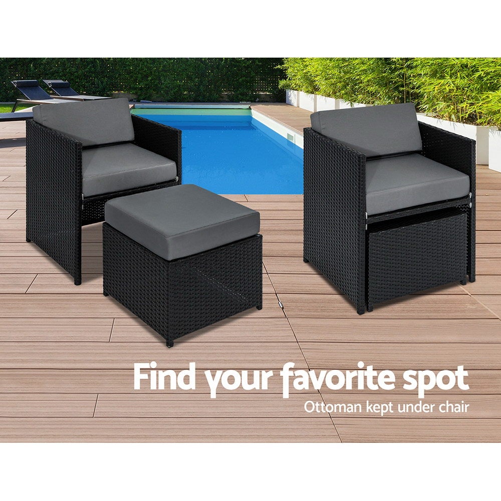 Gardeon 13 Piece Wicker Outdoor Dining Table Set featuring a stylish design with comfortable cushions and a glass tabletop, perfect for outdoor dining.