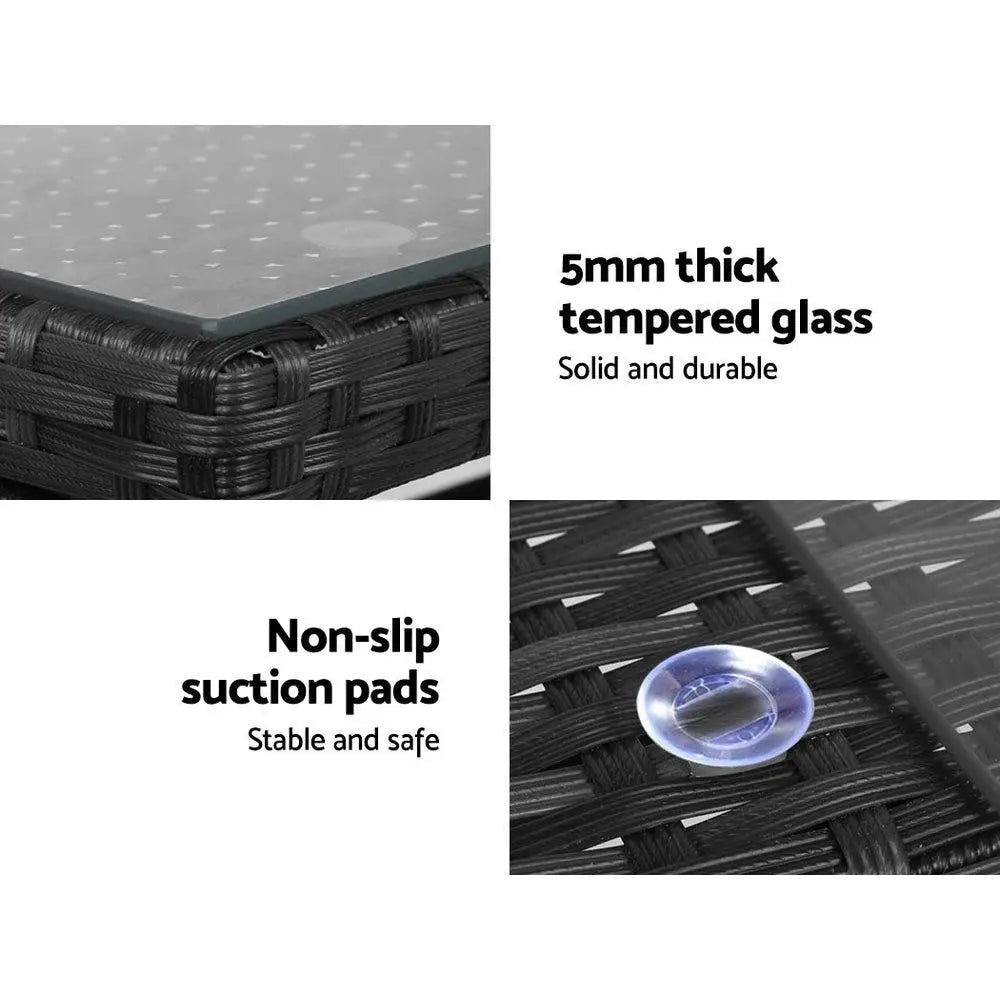 Gardeon Garden Furniture Outdoor Lounge Setting featuring a stylish wicker sofa set with two armchairs, a two-seater sofa, and a matching table.