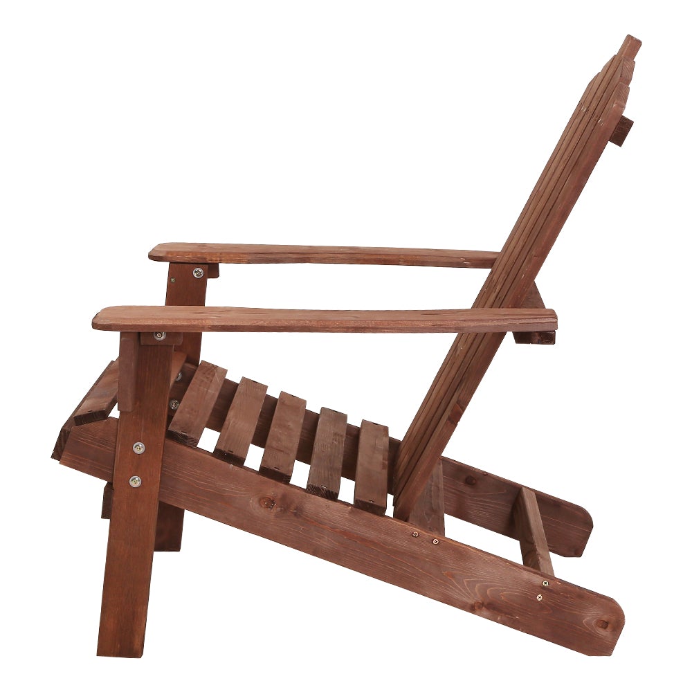 Gardeon Outdoor Sun Lounge Beach Chairs Table Setting featuring a sturdy Fir wood Adirondack chair and matching side table in a beautiful outdoor setting.