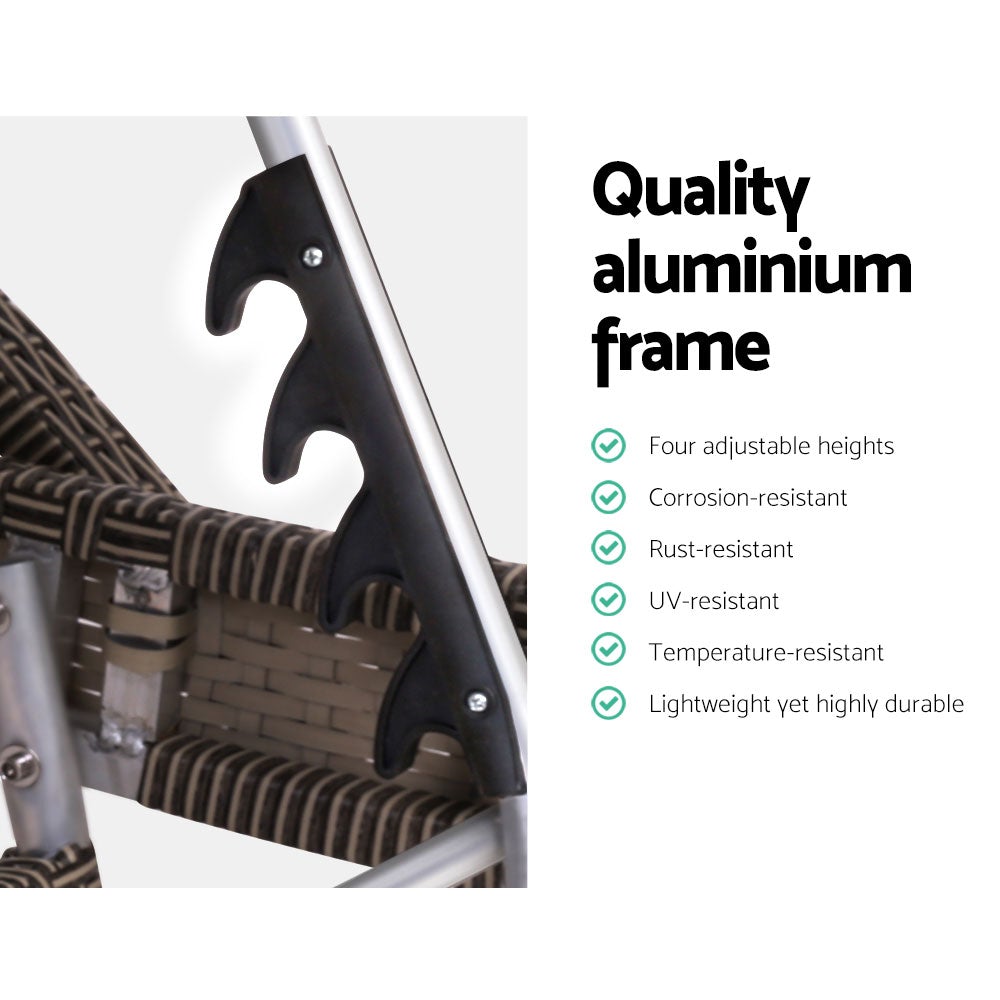 Gardeon Set of 2 Sun Lounge Outdoor Furniture featuring stylish wicker design and adjustable armrests, perfect for outdoor relaxation.