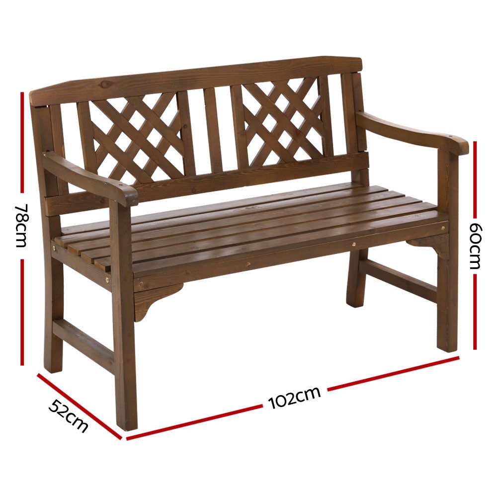 Gardeon Wooden Garden Bench showcasing rustic design and natural fir wood construction, perfect for outdoor or indoor use.