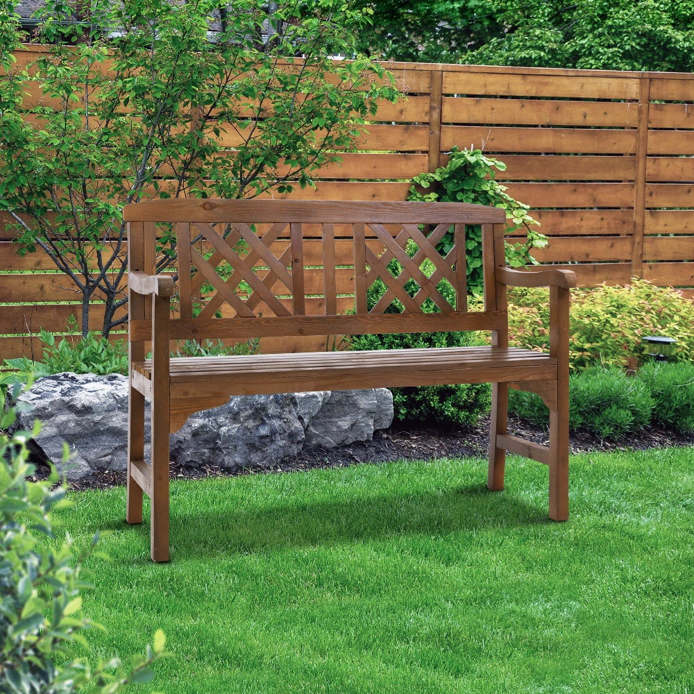 Gardeon Wooden Garden Bench showcasing rustic design and natural fir wood construction, perfect for outdoor or indoor use.