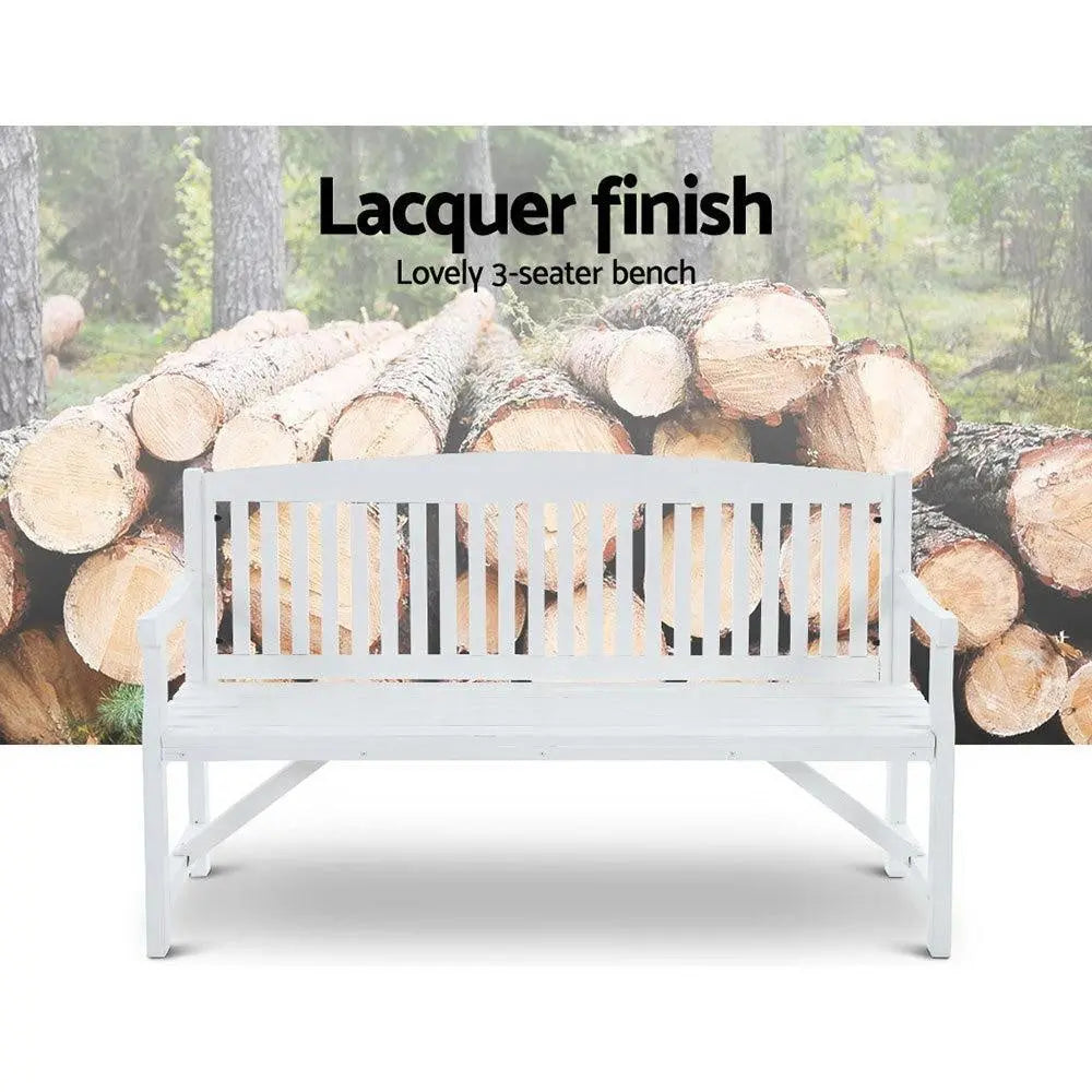 Gardeon Wooden Garden Bench Chair made of natural fir wood, showcasing rustic design and sturdy construction, suitable for outdoor and indoor use.