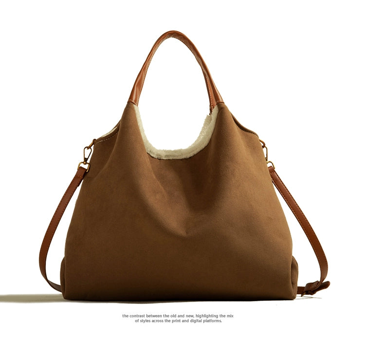 Genuine Goods Fall and Winter Satchel, large capacity bag with a retro design, perfect for seasonal use.