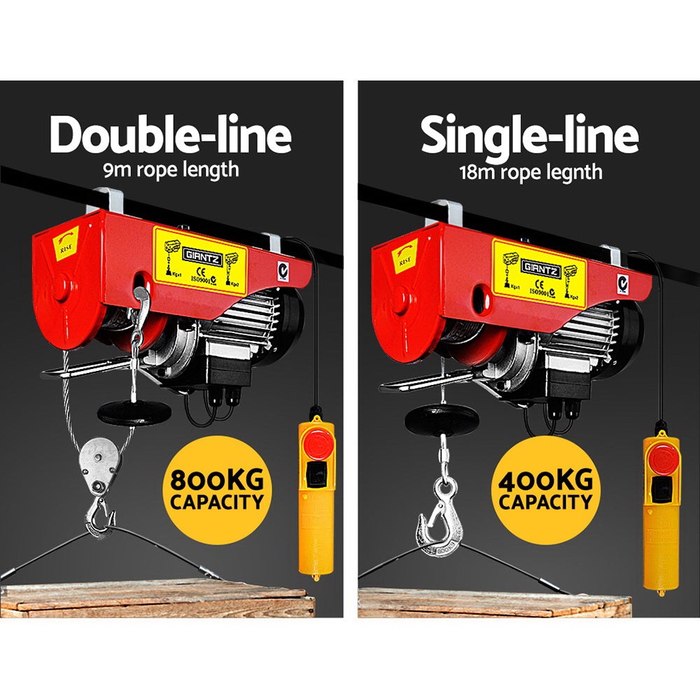 Giantz 1300W Electric Hoist Winch with robust wire rope and control switch.