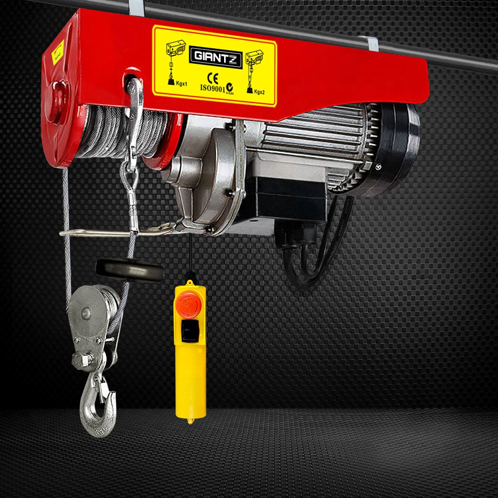 Giantz 1300W Electric Hoist Winch with robust wire rope and control switch.
