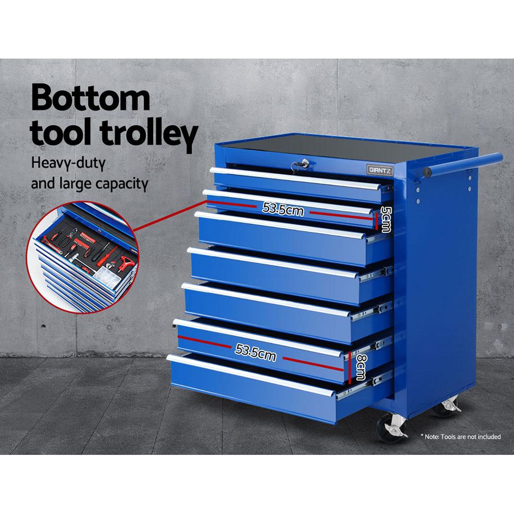 Giantz 17 Drawers Tool Box Trolley Chest Cabinet with multiple drawers and castor wheels, designed for tool organization.