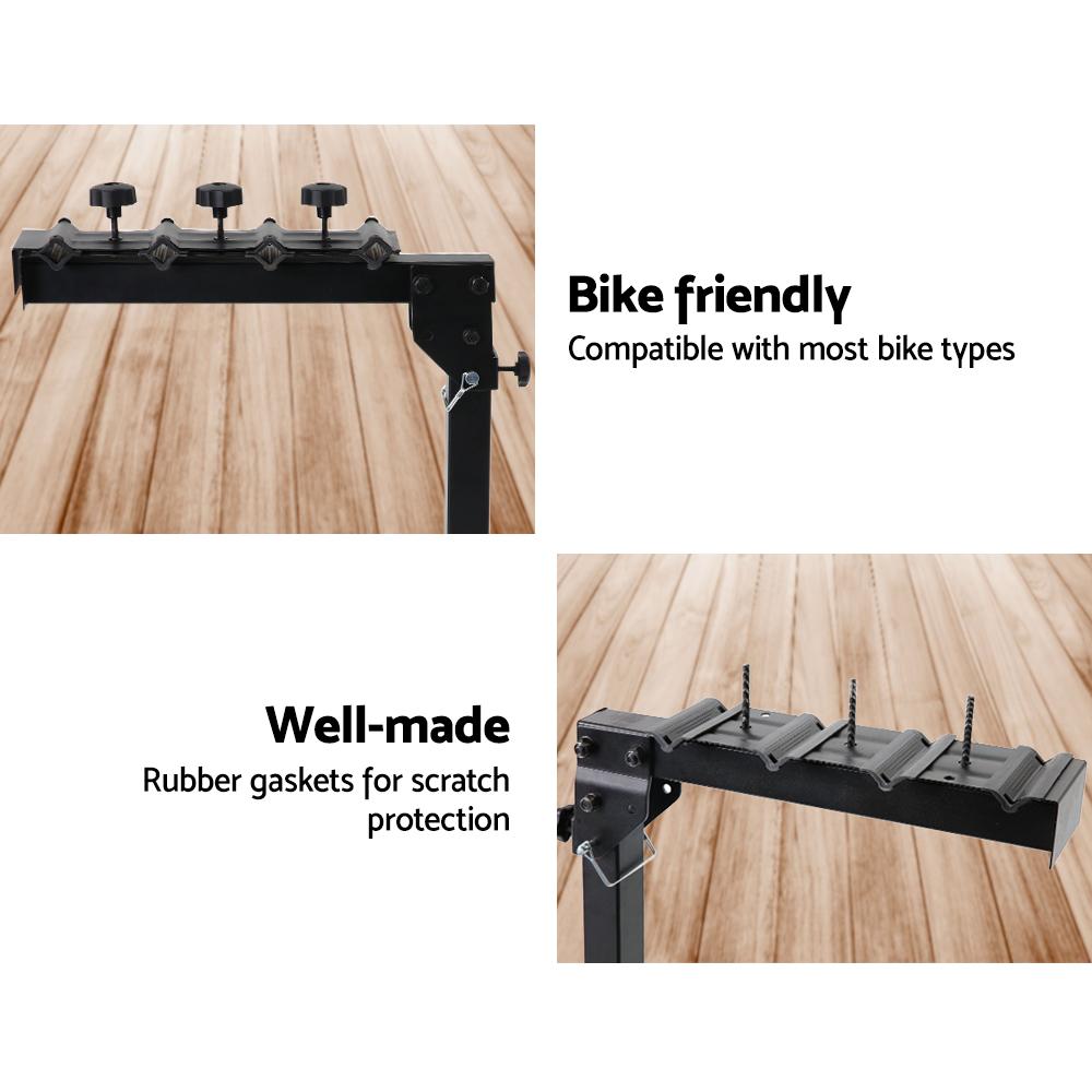 Giantz 22 Inch 4 Bike Foldable Rear Car Bike Rack showcasing its sturdy design and capacity for four bikes.
