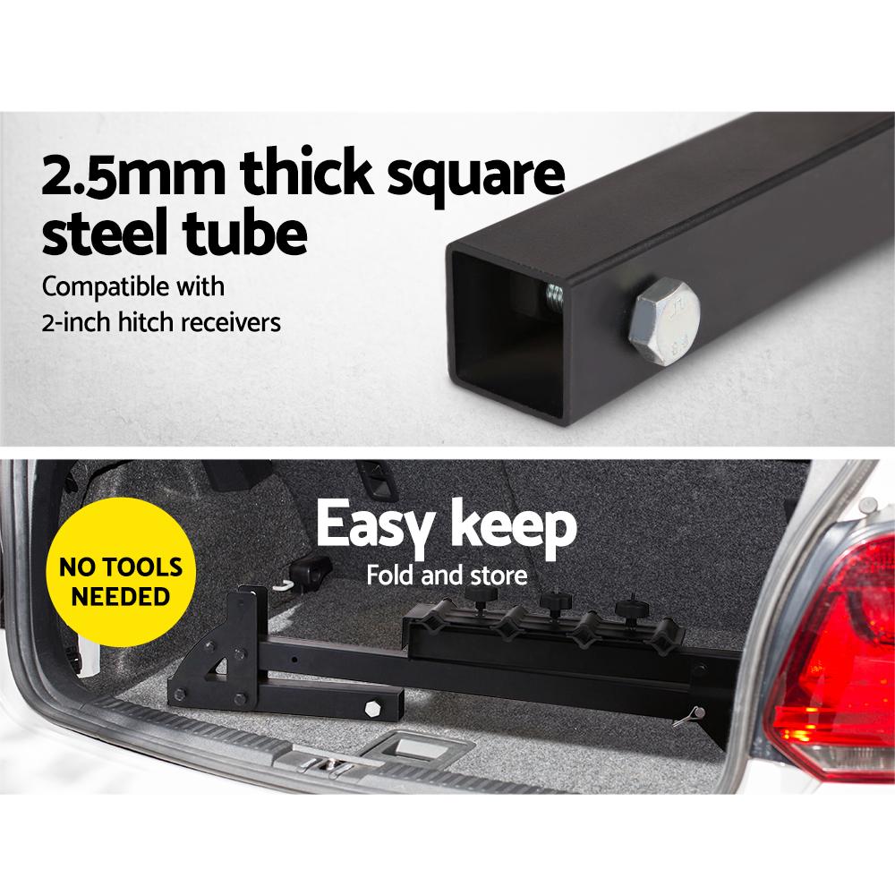 Giantz 22 Inch 4 Bike Foldable Rear Car Bike Rack showcasing its sturdy design and capacity for four bikes.