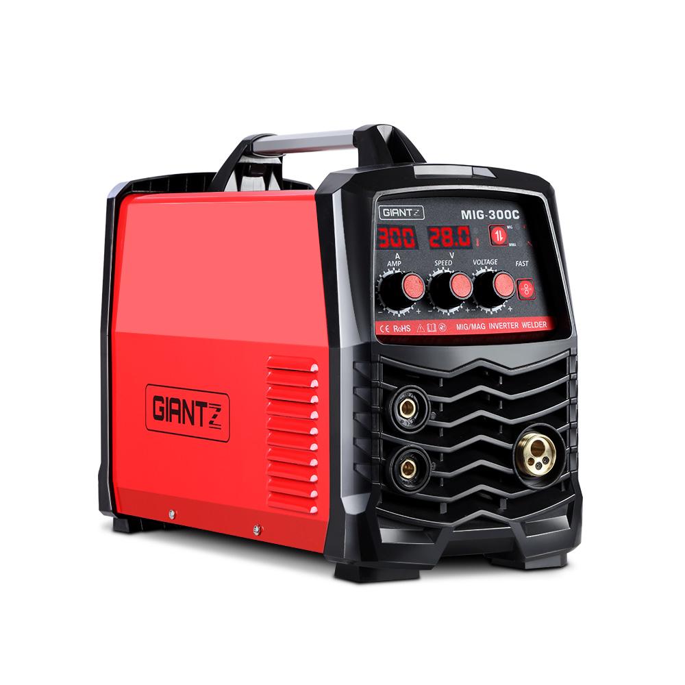 Giantz 300 Amp Inverter Welder showcasing its compact design and digital display, ideal for MIG and MMA welding.