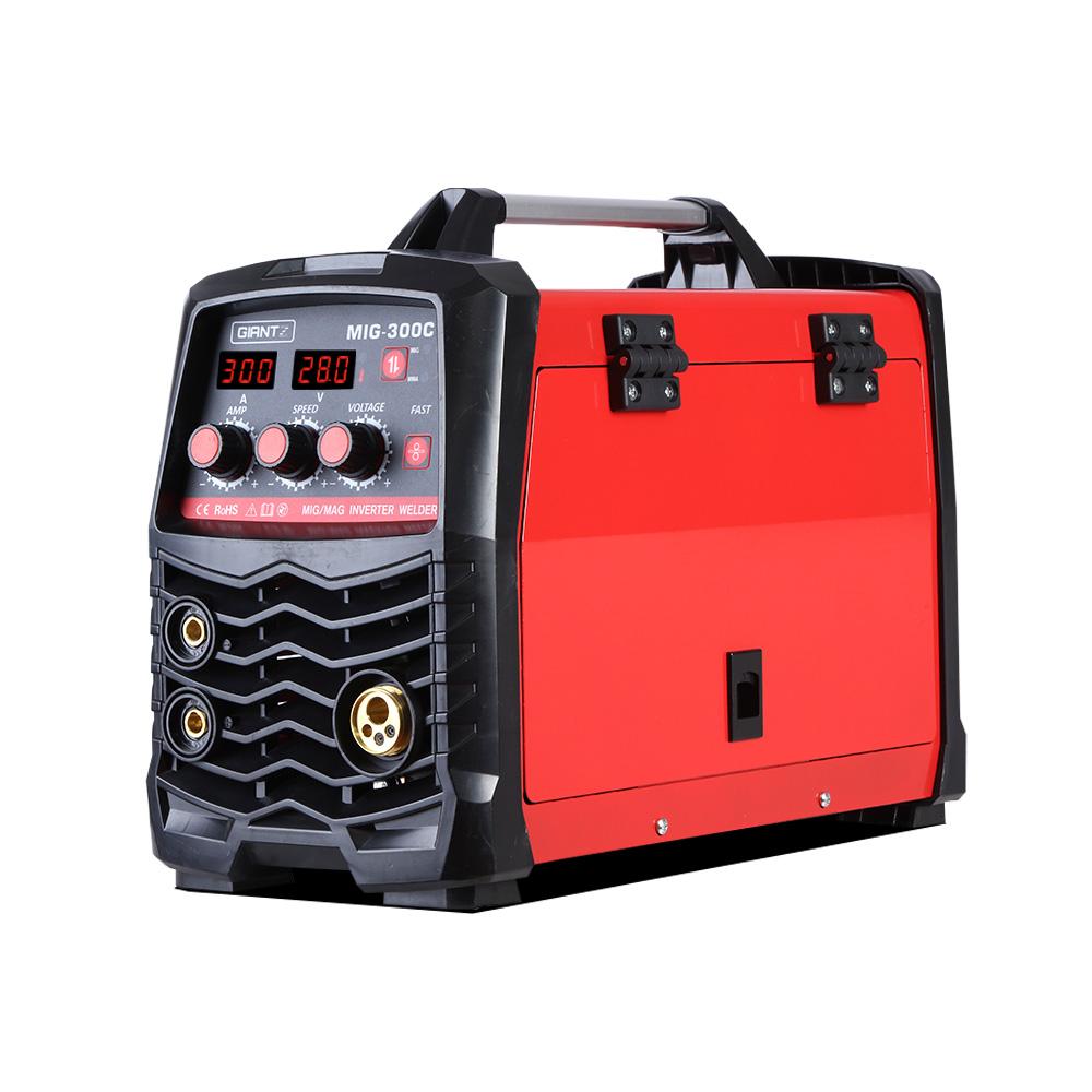 Giantz 300 Amp Inverter Welder showcasing its compact design and digital display, ideal for MIG and MMA welding.