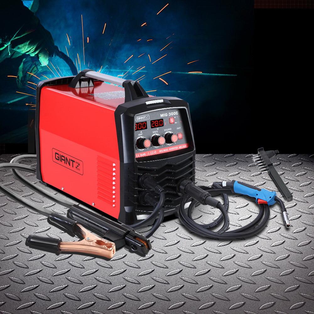 Giantz 300 Amp Inverter Welder showcasing its compact design and digital display, ideal for MIG and MMA welding.