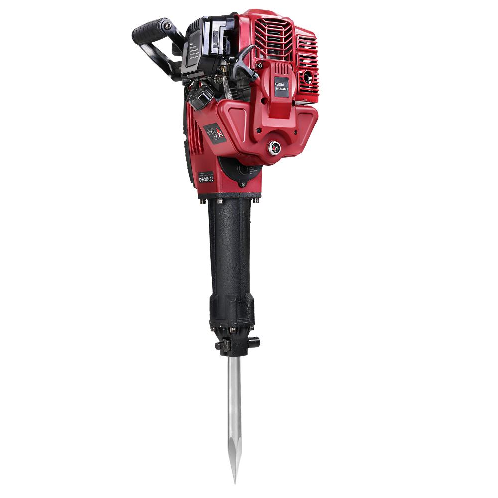 GIANTZ 52CC Petrol Jack Hammer with accessories including chisels and toolkit, designed for heavy demolition work.