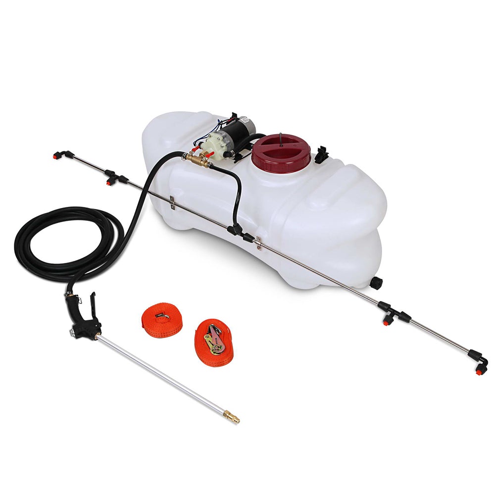 Giantz 60L Weed Sprayer with boom sprayer and hose, designed for efficient weed control and easy mounting on vehicles.