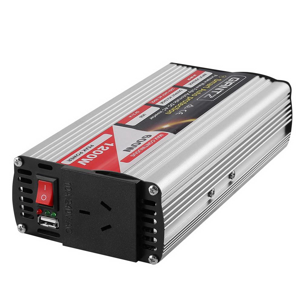 Giantz 600W Pure Sine Wave DC-AC Power Inverter with dual 240V sockets and USB output, designed for powering sensitive electronics.