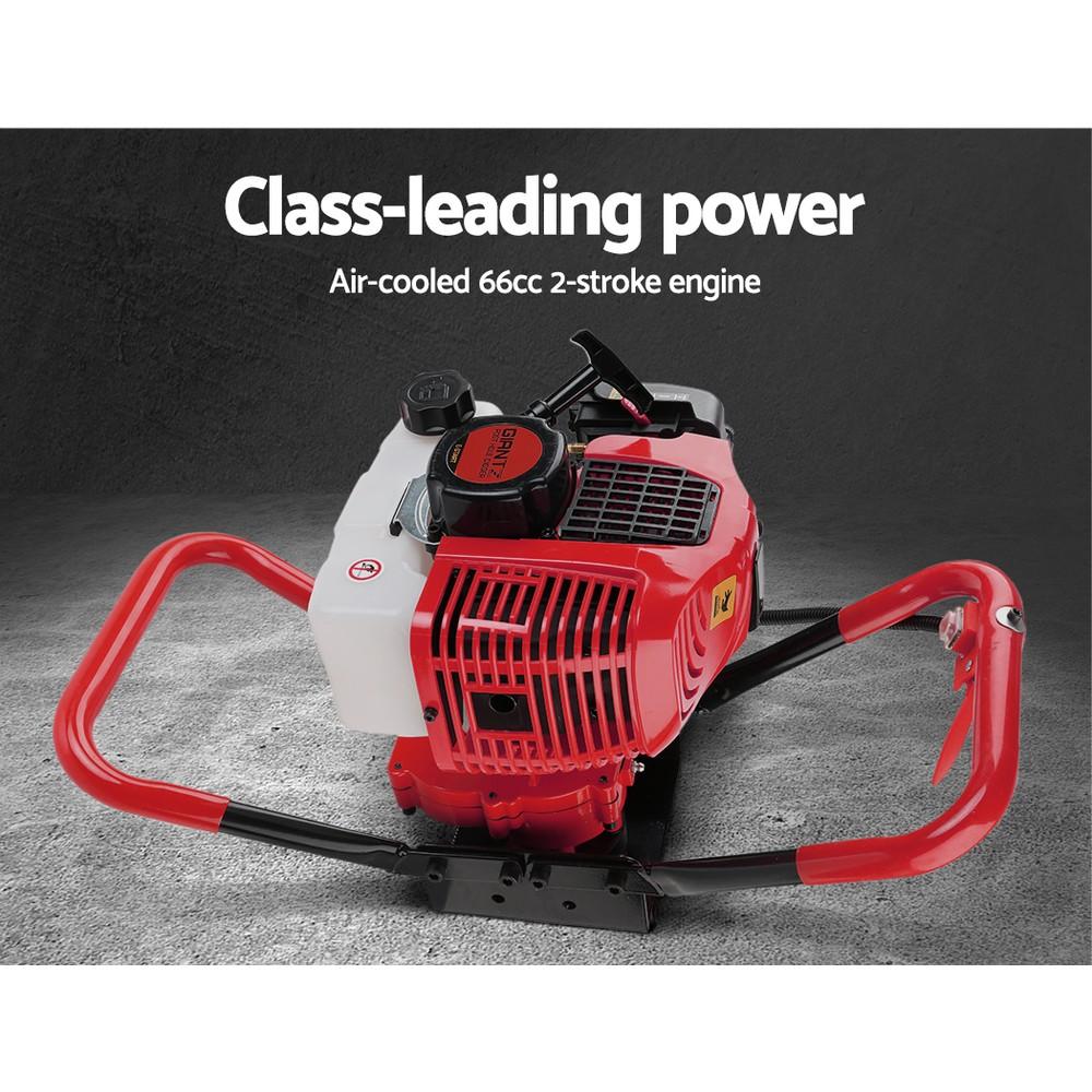 Giantz 66CC Post Hole Digger with petrol engine and auger, designed for efficient deep hole digging.