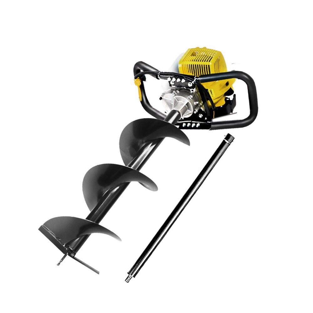 Giantz 80CC Petrol Post Hole Digger with auger and extension, showcasing its robust design and features.