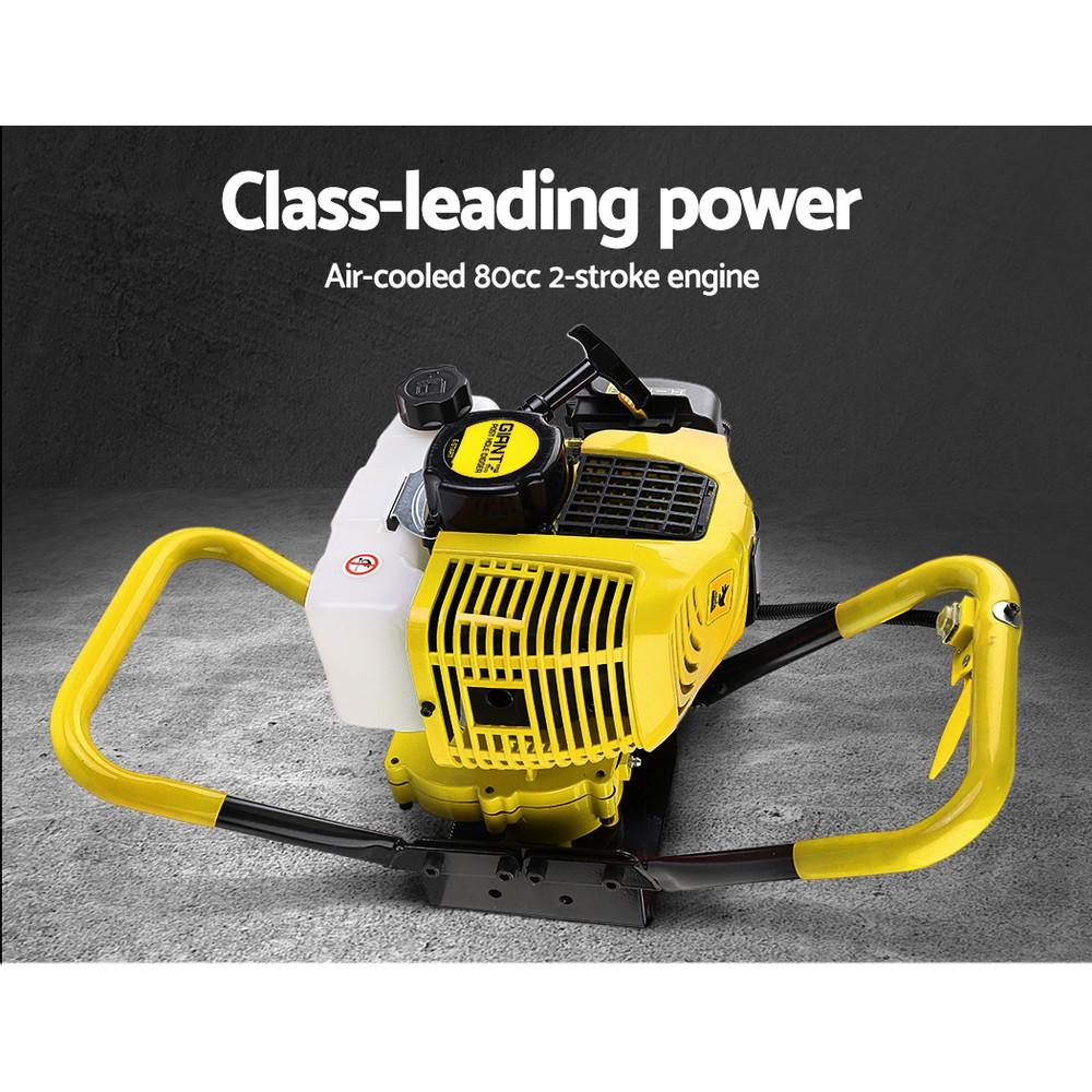 Giantz 80CC Petrol Post Hole Digger with auger and extension, showcasing its robust design and features.