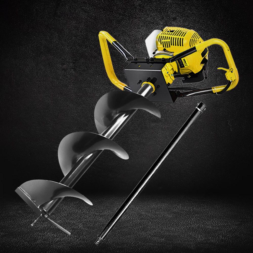 Giantz 80CC Petrol Post Hole Digger with auger and extension, showcasing its robust design and features.