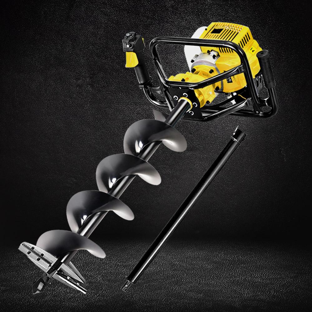 Giantz 92CC Petrol Post Hole Digger with auger and extension, showcasing its robust design and features.