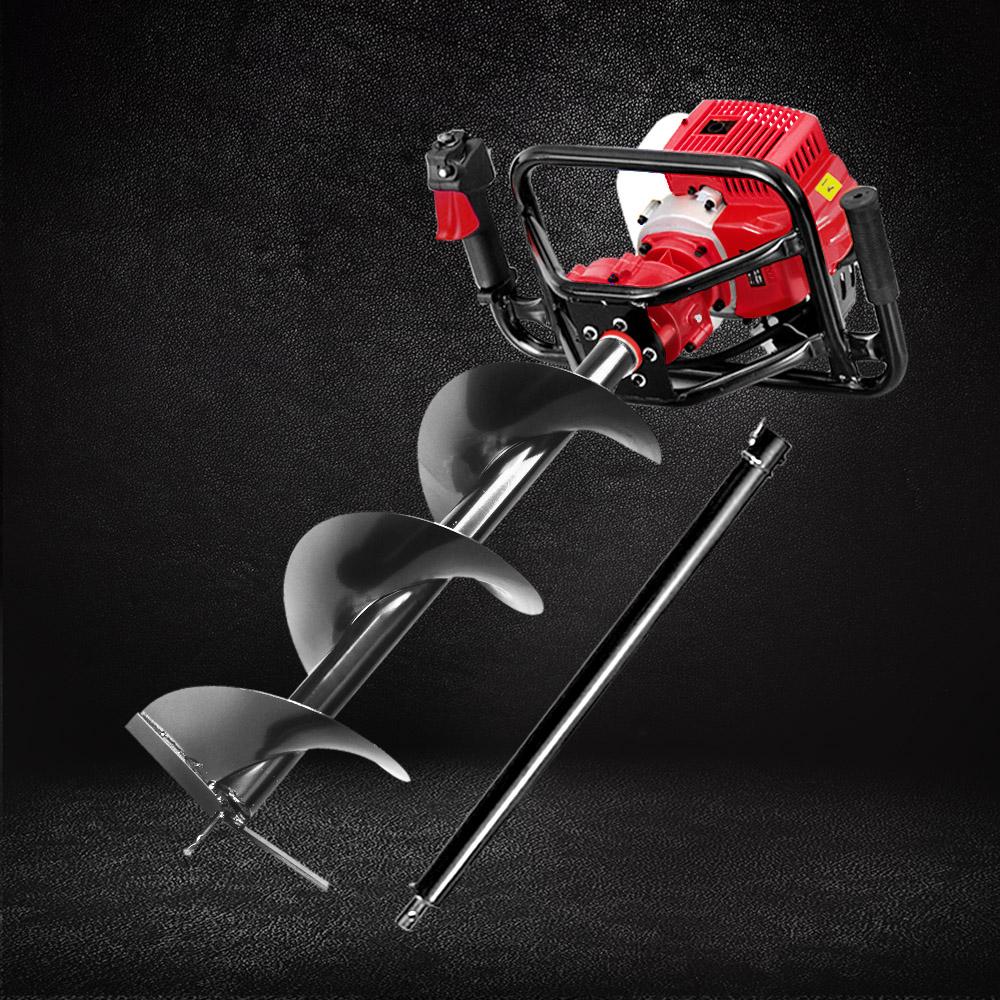 Giantz 92CC Petrol Post Hole Digger with auger and extension, showcasing its robust design and powerful engine.