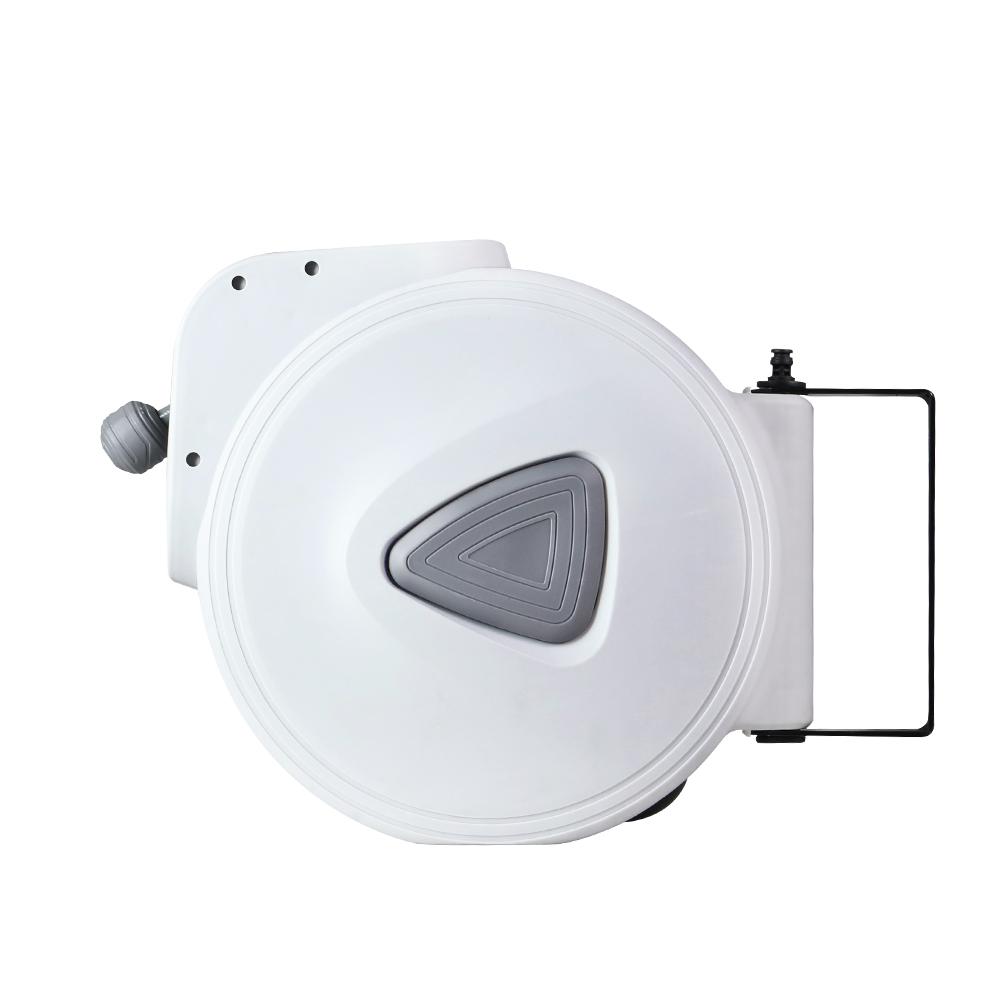 Giantz Air Hose Reel with 20m retractable hose mounted on a wall, showcasing its swivel feature and durable construction.