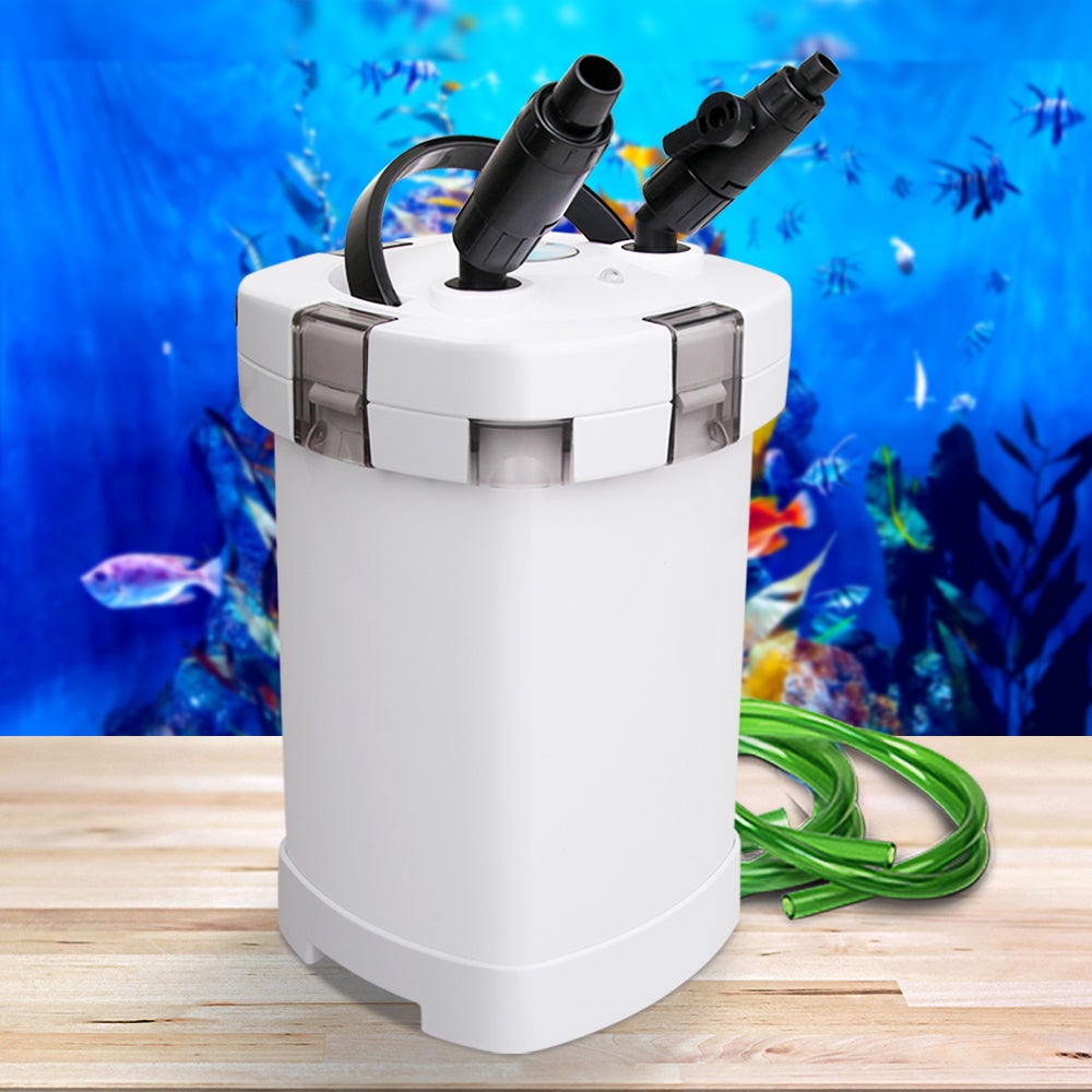 Giantz Aquarium External Canister Filter with hoses and pipes, designed for efficient water filtration in aquariums.