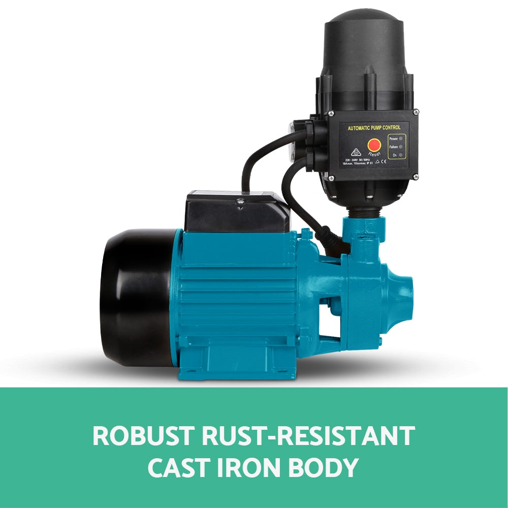 Giantz Auto Peripheral Pump QB80 with brass impeller and pump controller for clean water irrigation.