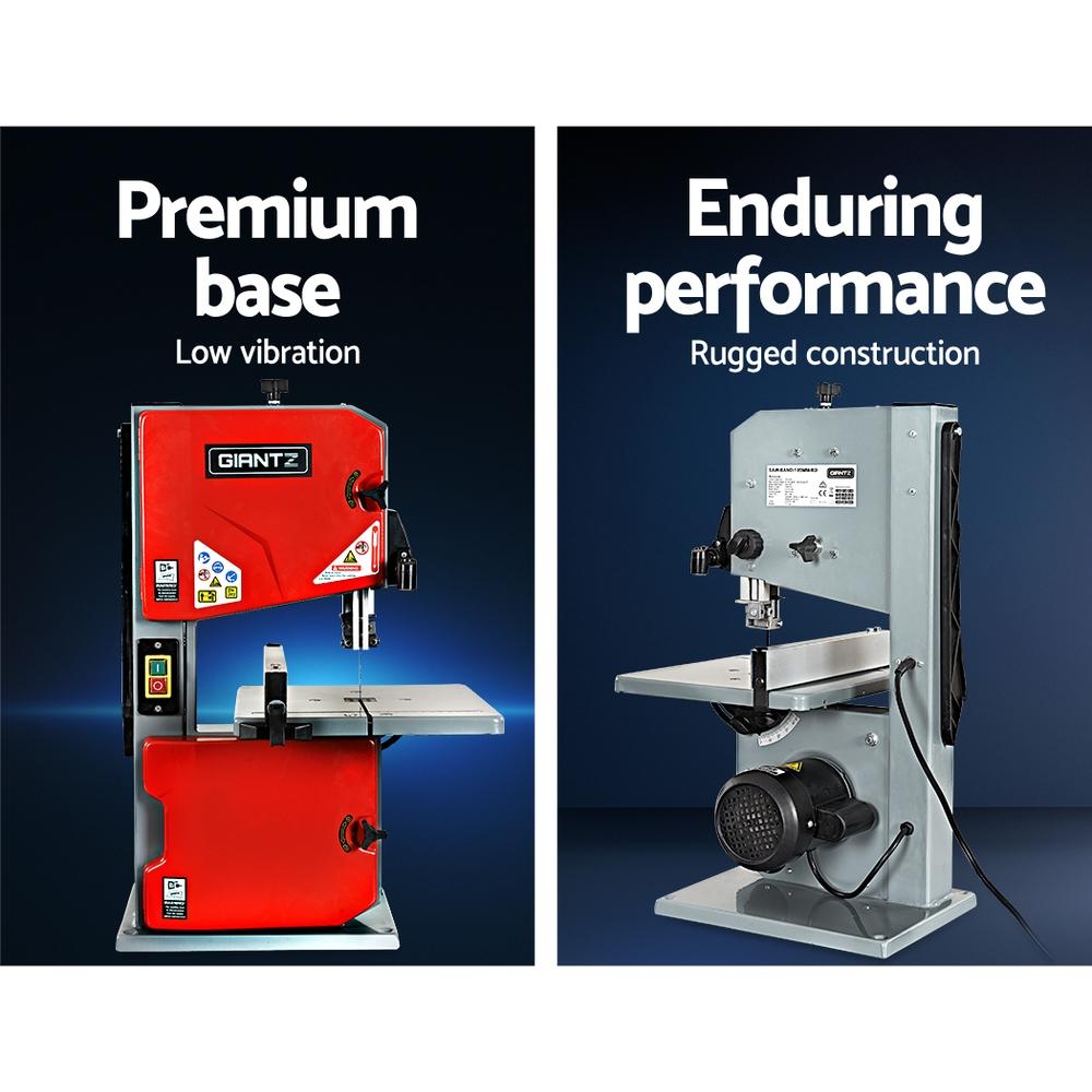 Giantz Bandsaw with LED lamps and adjustable table for wood cutting.